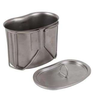 New G.I. Type Stainless Steel Canteen Cup with Lid, **Military