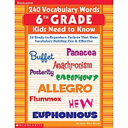 Scholastic 240 Vocabulary Words Kids Need To Know 6th Grade