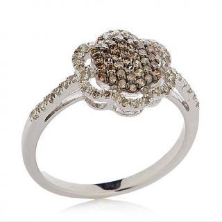 .48ct Champagne and White Diamond Sterling Silver "Floral" Ring   7361339