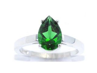 2 Ct Created Emerald Pear Ring .925 Sterling Silver Rhodium Finish [Jewelry]