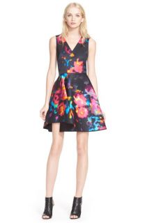 Milly Rosette Print Fit & Flare Dress