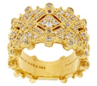 Judith Ripka Sterling/14K Gold Clad Estate Style Diamonique Ring —