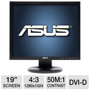 ASUS VB198T P VB Series 19 LED Monitor   1280 x 1024, 43, 5ms,16.7 Million colors D Sub(VGA), DVI D, Energy Star, Black VB198T P
