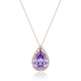 Blue Box Jewels Rose Goldplated Sterling Silver Purple Cubic Zirconia