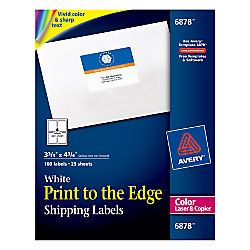 Avery Print To The Edge White Laser Shipping Labels 3 34 x 4 34  Pack Of 100