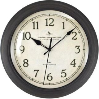 FirsTime 11 in. x 11 in. Round Bronze Whisper Technology Glass and Plastic Wall Clock 00168