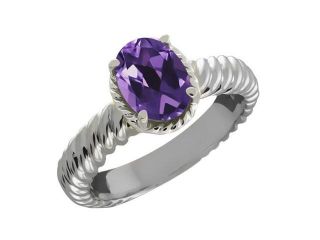 1.66 Ct Oval Purple Amethyst 14K White Gold Ring