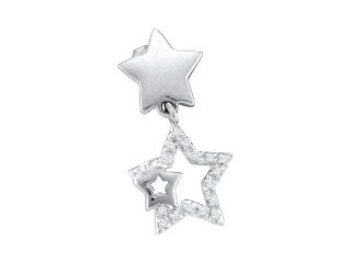 10K White Gold 0.10ctw Elegant Pave Diamond Fashion Triple Star Earring