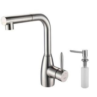 KRAUS Single Lever Handle Pull Out Sprayer Kitchen Faucet and Soap Dispenser in Stainless Steel KPF 2140 SD20