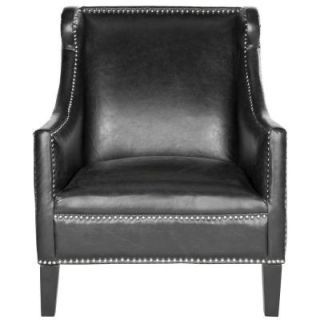 Safavieh McKinley Leather Club Chair in Antique Black MCR4735A