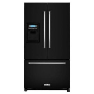 KitchenAid 20 cu. ft. French Door Refrigerator in Black, Counter Depth KRFC400EBL