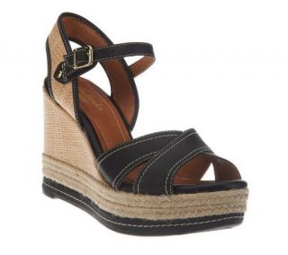 Clarks Artisan Leather Wedge Sandals w/ Woven Detail   Amelia Air —