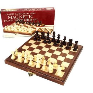 Classic Games Collection 11" Inlaid Walnut Wood Magnetic Chess
