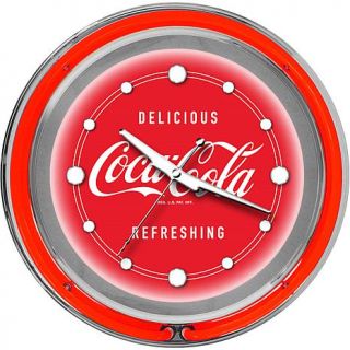 Coca Cola Retro Neon "Delicious Refreshing" Logo Clock with 2 Neon Ri