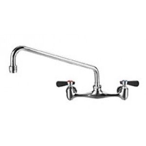 Whitehaus WHFS812 C Wall mount laundry faucet with extended swivel spout and lever handles   Polished Chrome