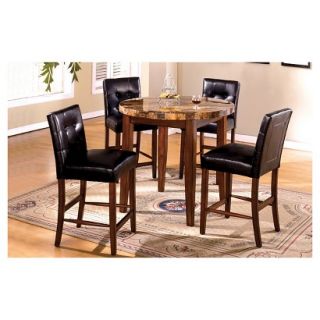 Piece 48 Inch Faux Marble Top Dining Table Set Dark Oak   Furniture