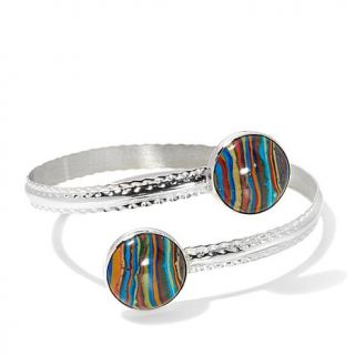 Jay King Rainbow Calsilica Sterling Silver Bypass Bangle Bracelet   7717084