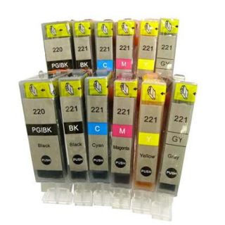 Canon PGI 220 CLI 221 Compatible Ink Cartridges for Canon PIXMA iP3600 iP4600 iP4700 (Pack of 12)