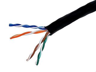 1000FT 24AWG Cat5e 350MHz UTP Stranded, In Wall Rated (CM), Bulk Ethernet Bare Copper Cable   Black
