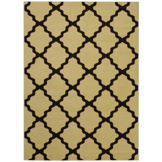 Maxy Home Shag Moroccan Trellis Ivory and Brown Area Rug (67 x 93)