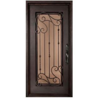 Iron Doors Unlimited 46 in. x 97.5 in. Armonia Classic Full Lite Painted Oil Rubbed Bronze Wrought Iron Prehung Front Door IA4697LSLW