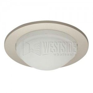 Halo 5054SNS Recessed Lighting Trim, 5" Line Voltage Dome Lens Shower Trim   Satin Nickel with Frosted Lens