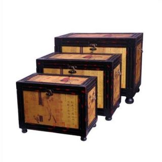 Oriental Furniture Raging Stallions Oriental Storage Box (Set of 3)