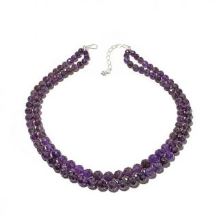 Jay King Amethyst Faceted Bead 2 Strand Sterling Silver 20" Necklace   7872446