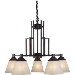 Illumine 5 Light Chandelier Antique Bronze Finish Shaded Umber Glass DISCONTINUED CLI FRT2284 05 32