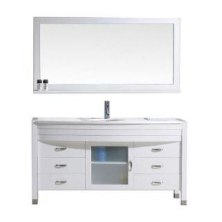Virtu USA Ava 61 in. W x 21.75 in. D x 34.37 in. H Vanity in White with Stone Vanity Top in White and Round Basin and Mirror MS 5061 S WH