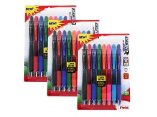 ENERGEL X Retractable Liquid Gel Pen Metal Tip, Medium, Assorted, 3 Packs of 8