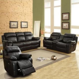 TRIBECCA HOME Eland Black Bonded Leather Sofa Set