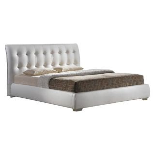 Jeslyn Modern Bed with Tufted Headboard   White (Full)