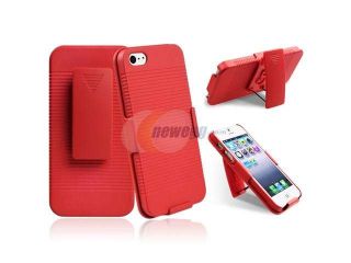 Insten Red Swivel Holster with Stand Case Cover + Anti Glare Screen Protector Compatible With Apple iPhone 5 / 5s 865705