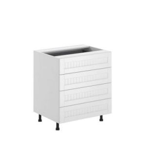 Eurostyle 30x34.5x24.5 in. Odessa 4 Drawer Base Cabinet in White Melamine and Door in White B4D30.W.ODESS