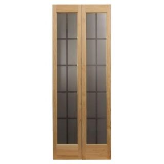 Pinecroft 30 in. x 80 in. Colonial Glass Universal/Reversible Wood Interior Bi Fold Door 873726