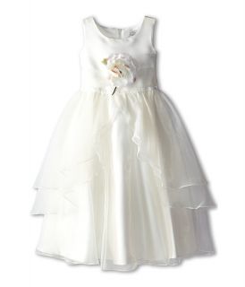 Us Angels Tank Top Dress w/ Layers of Organza Skirt (Little Kids) Ivory/Champagne