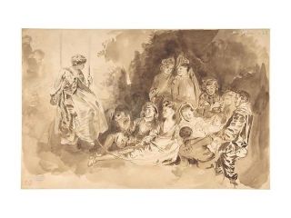 'The Swing,' after Antoine Watteau (Les Agréements de lété) Poster Print by Eugène Delacroix (French,
