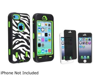 Insten Green Hard/ Black White Zebra Skin Hybrid Case with Privacy Screen Shield Compatible with Apple iPhone 5C 1530032