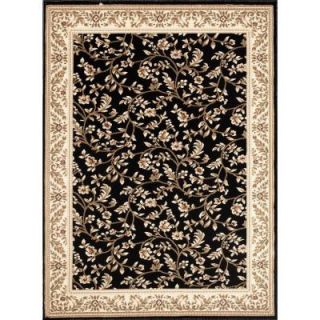 World Rug Gallery Manor House Black/Floral 5 ft. 3 in. x 7 ft. 3 in. Area Rug 7861