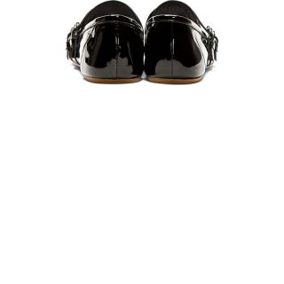 Balmain Black Patent Leather Monk Loafers