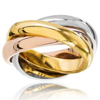 Stainless Steel Polished Tri color Interlocked Wedding Band Ring