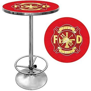 Trademark Global 28 Solid Wood/Chrome Pub Table, Red, Fire Fighter
