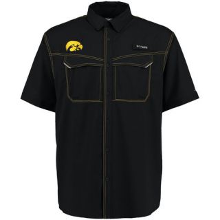 Columbia Iowa Hawkeyes Black PFG Low Drag Offshore Omni Shade Button Up Shirt
