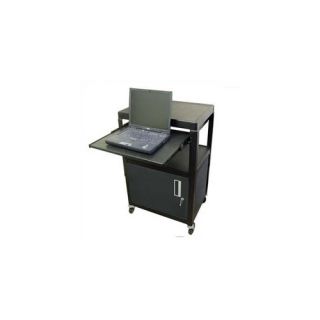 Metal Adjustable AV Cart with Locking Cabinet and Pull Out Shelf