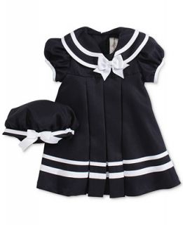 Rare Editions Baby Girls Navy Short Sleeve Sailor Dress & Hat Set