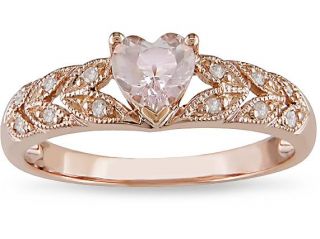 10k Pink Gold .06ct TDW Diamond and Morganite Ring