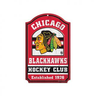 NHL Team Logo 11" x 17" Antique Wood Finish Sign   Chicago Blackhawks   7800692