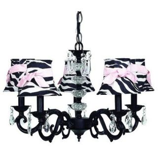 Jubilee Collection Glass Turret 5 Light Chandelier with Bell Shade / Sash