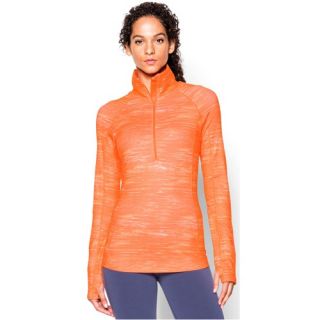 Under Armour Coldgear 1/2 Zip   Womens   Training   Clothing   Cyber Orange/Misted Yellow/Metallic Silver